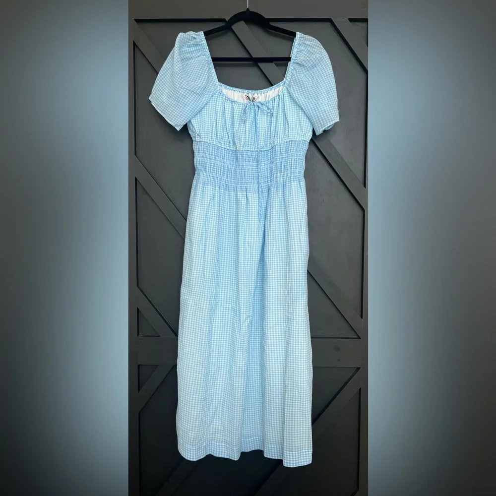 Ciao Lucia Light Blue Gingham Midi Dress - Picture 5 of 10